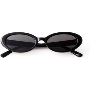 90s Oval Sunglasses Retro Small Vintage Black UV400 Women Men Slim Frame